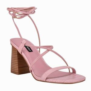 Nine West Young Ankle Wrap Heeled Sandals - Pink - Ireland (LM8312459)